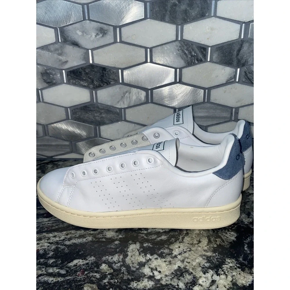 Adidas Mens Advantage Sneaker White/Off White/Crew Navy New (without‎ laces)